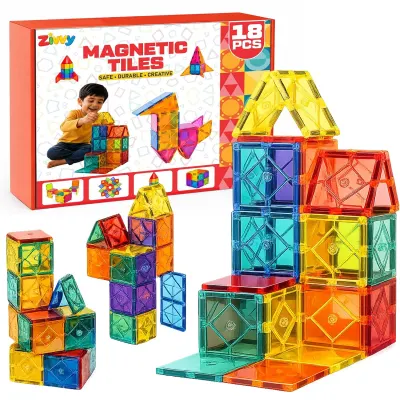 3D Magnetic Tiles Building Blocks (18-Piece) at ₹359
