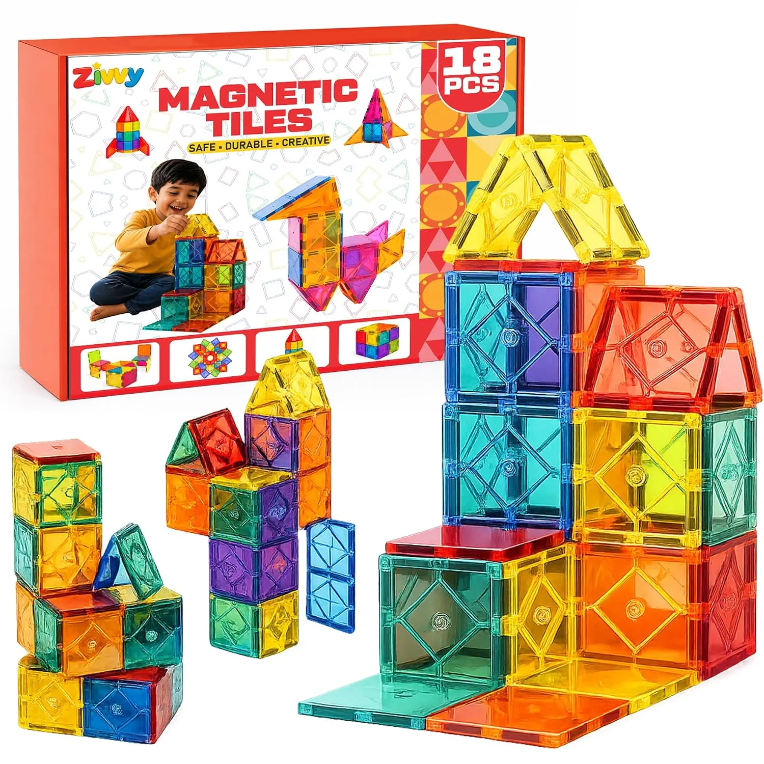 3D Magnetic Tiles Building Blocks (18-Piece) at ₹359
