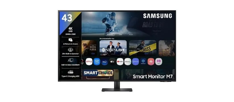 Samsung 43"(1.08m) 4K M7 Vision AI Smart Monitor at ₹30,999