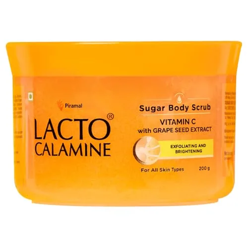 Lacto Calamine Vitamin C Sugar Body Scrub | 200 g | Gentle Body Exfoliator | for Healthy & Glowing Clear Skin | Grape Seed Extract Removes T at ₹153