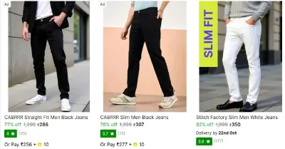 Men's Jeans from ₹286