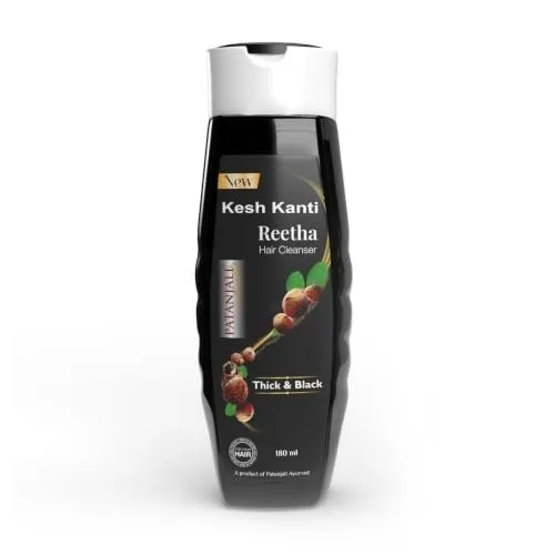 Patanjali Kesh Kanti Reetha Shampoo Hair Cleanser 180ml - Natural Reetha Soapnut Hair Fall Control Shampoo | Suitable for All Hair Types | F at ₹51