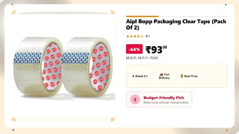 Aipl Bopp Packaging Clear Tape (Pack Of 2) at ₹93