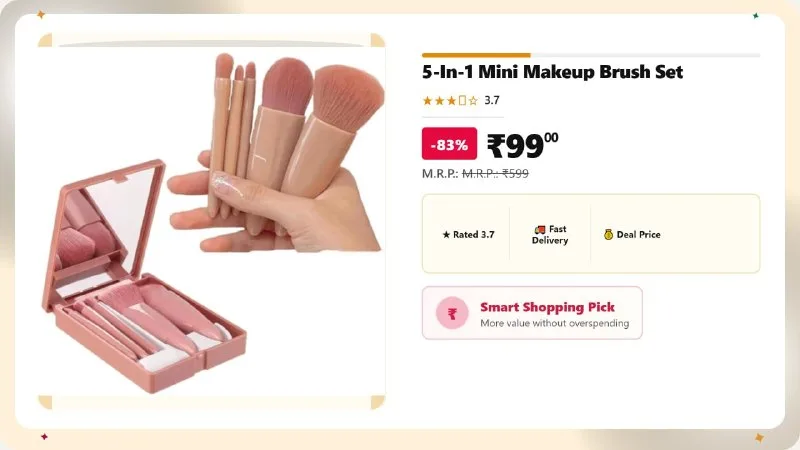 5-In-1 Mini Makeup Brush Set at ₹99