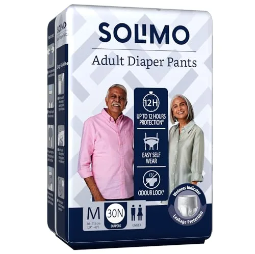Solimo Adult Diapers Pant Style | Medium Size | 30 Count | Waist 24-45 Inch (60-115 cm) | Fast Absorption | Leak Proof | Unisex | For Men &  at ₹475