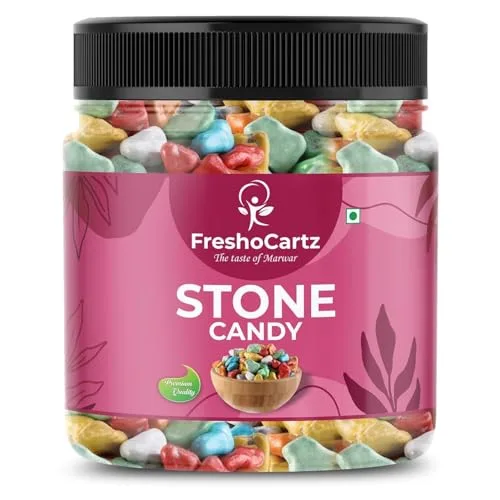 FreshoCartz Milk Stone Candy 1KG | Rock Candy | Rock Shape Chocolate | Choco Rocks | Stone Mukhwas - Jar Pack at ₹299