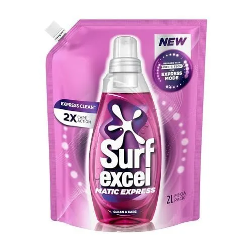 Surf Excel Matic Express Liquid Detergent | Express Clean with 2X Care Action 2ltr pouch at ₹274