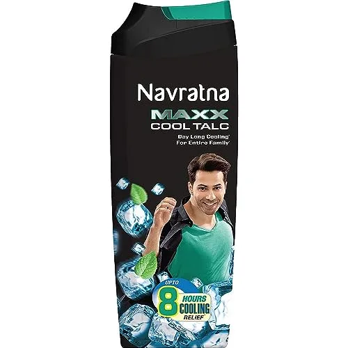 Navratna Maxx Cool Talc | Talcum Powder | Body Odour Protection & Strong Cooling Effect | Long Lasting Freshness & Fragrance, 400gm at ₹168