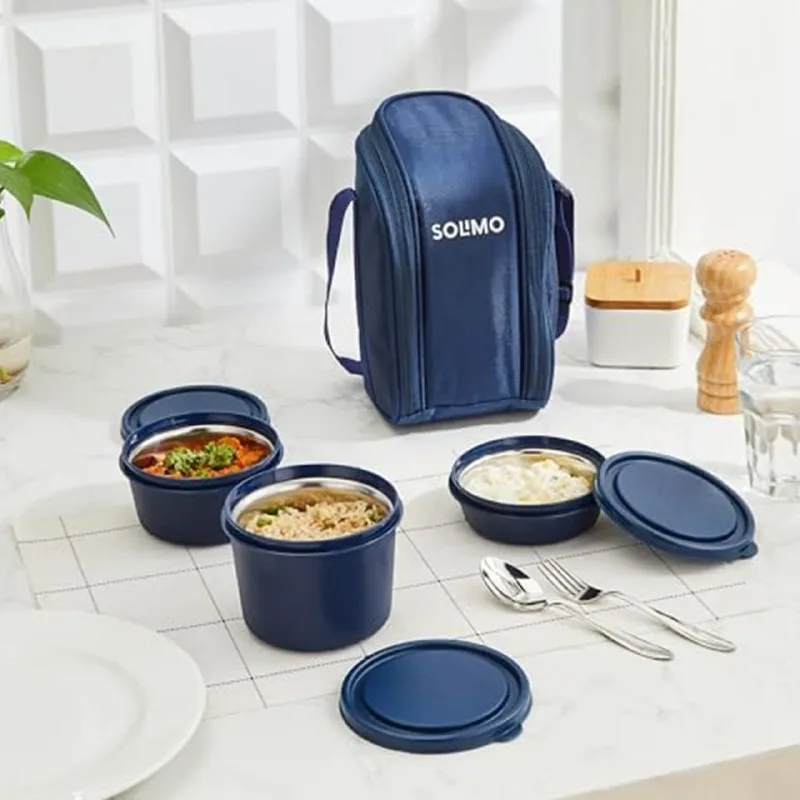 Amazon Brand - Solimo Lunch Box Set with Bag (Office, School & Travel) at ₹419
