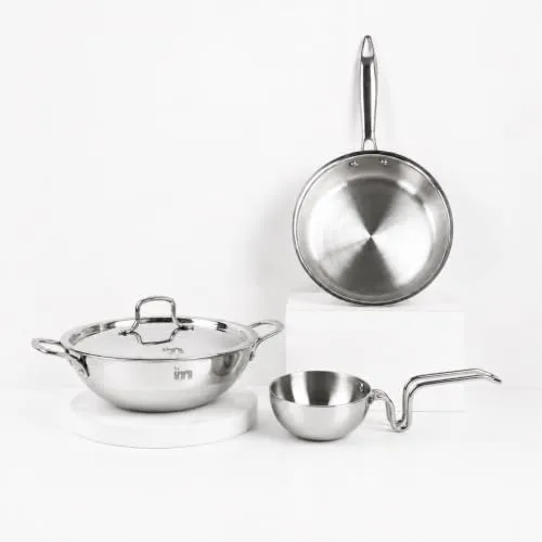 Mercado Triply Stainless Steel Kadai (22cm) with lid, Frypan at ₹1,929