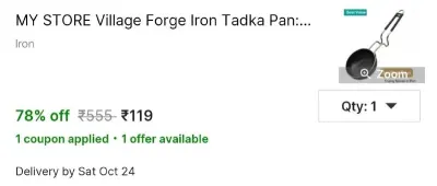 MY STORE Village Forge Iron Tadka Pan: Pure & Natural Craftsmanship at ₹119