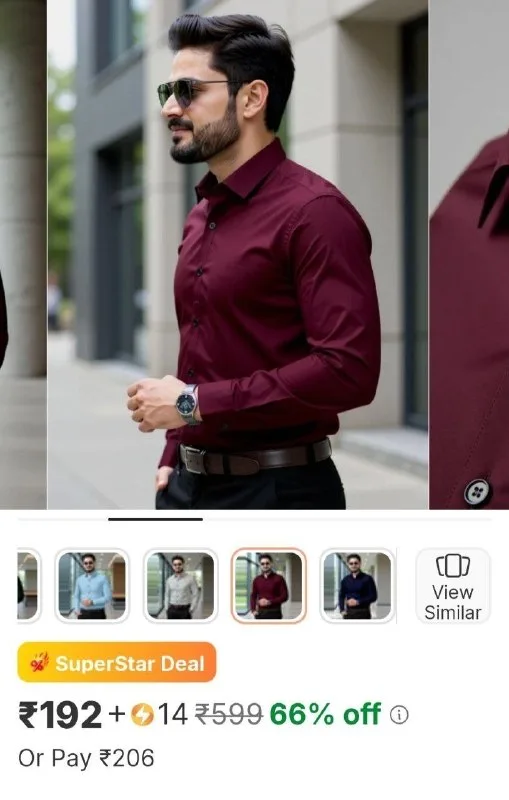 Cheapshirts men solid formal maroon shirt at ₹192