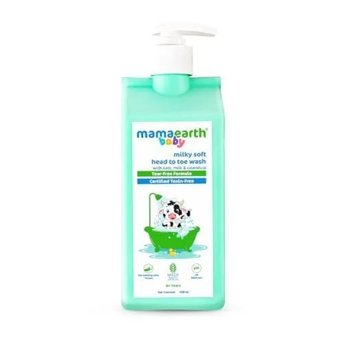 Mamaearth Milky Soft Head to Toe Wash With Oats, Milk, and Calendula for Babies | pH 5.5 | 2-in-1 Tear-Free Body Wash & Shampoo | Moisturize at ₹237