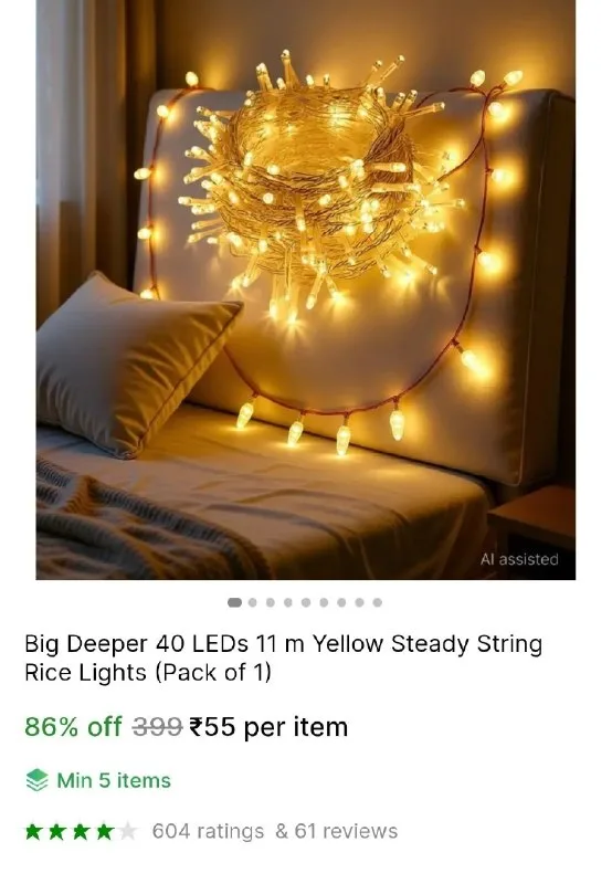 Big Deeper 40 LEDs 11 m Yellow Steady String Rice Lights at ₹55