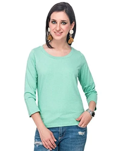 PINACOLADA Maroon Women Round Neck Quarter Sleeve T-Shirt at ₹99