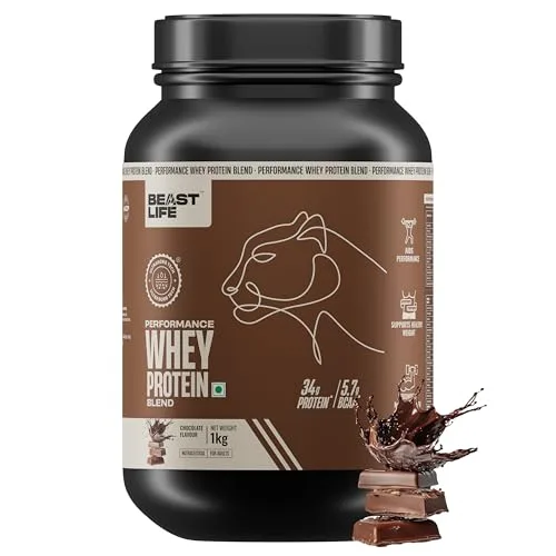 BeastLife Performance Yeast Whey Blend | 34g Protein | 5.7g BCAA | 1Kg | Chocolate | Muscle Growth & Recovery | Easy to Digest with Ultrasor at ₹1,919