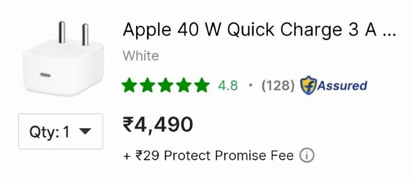 Apple 40W Charger at ₹4,390