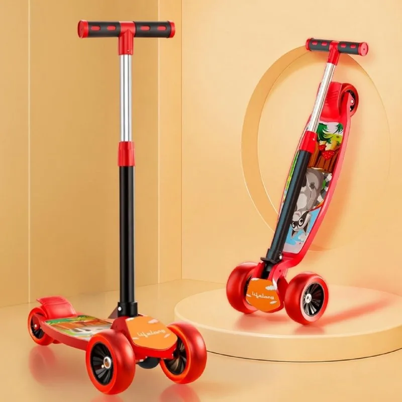 Lifelong Kick Scooter with Adjustable Height - Foldable - Skate for Kids with PVC Wheel at ₹649