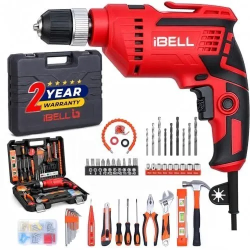IBELL Professional Tool Kit with Impact Drill TD13-100 | 650W | Copper Armature | 13mm Keyless Auto Chuck | 2800 RPM | 115-Piece Home Esial  at ₹2,399