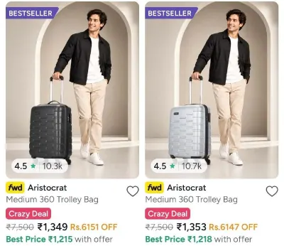 Min 75% Off On Branded Trolleys/Suitcases + Bank Offers