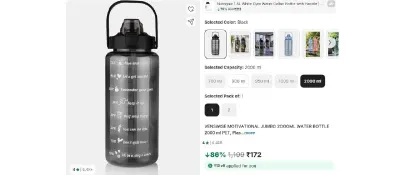 Motivation Water Bottle 2L at ₹172