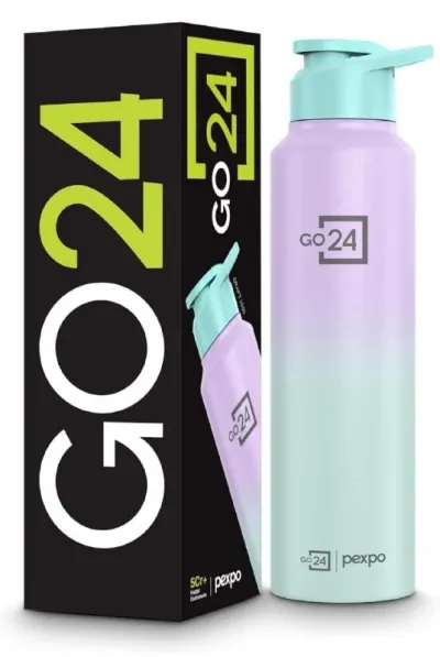 Go24 pexpo Stainless Steel Water Bottle 1 ltr, Fridge Bottle at ₹196