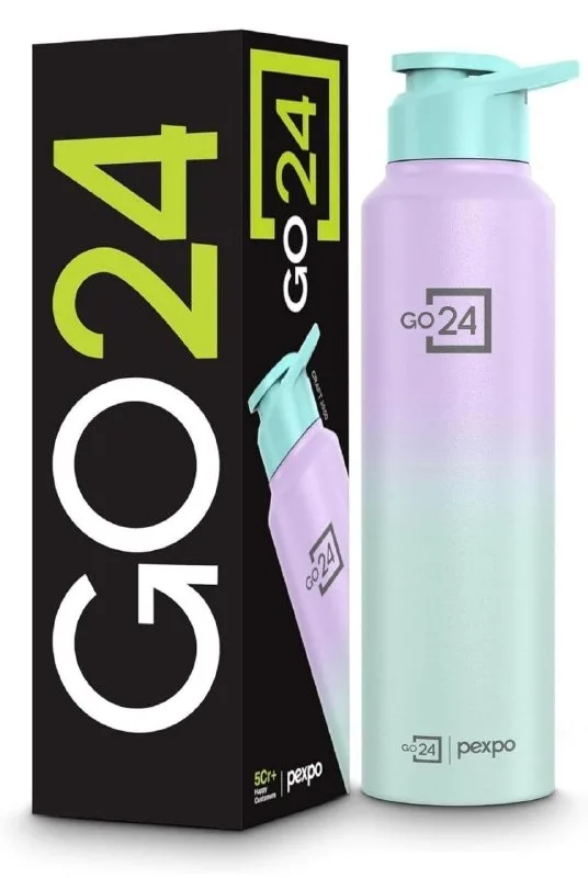 Go24 pexpo Stainless Steel Water Bottle 1 ltr, Fridge Bottle at ₹246