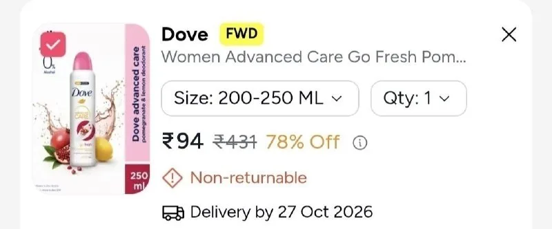 Dove Deodorant at ₹94