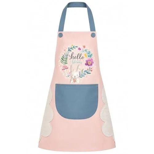 Rabbit Floral Kitchen Apron with Side Hand Wipes and Front P at ₹199
