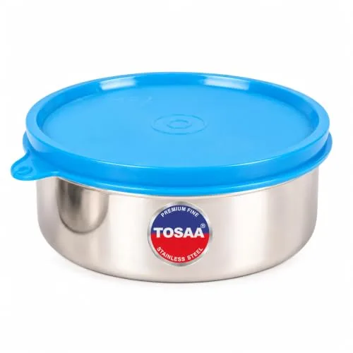 GRAB : Stainless Steel Sigma Container, 400 ml ., Borosil 400 ml Storage Container with Air Tight Lid .