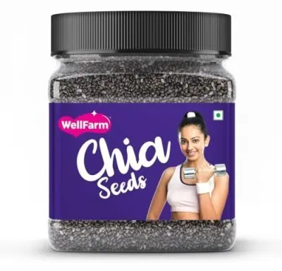 WellFarm Premium Natural Chia Seeds Jar 250g | Edible Sal Hispanica Seeds | Rich in Protein & Dietary Fibre | Plant-Based Superfood | Suitab at ₹115