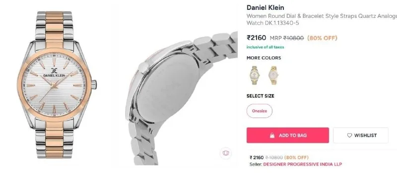 Daniel Klein Women Round Dial & Bracelet Style Straps Quartz Analogue Watch DK.1.13340-5 at ₹2,160