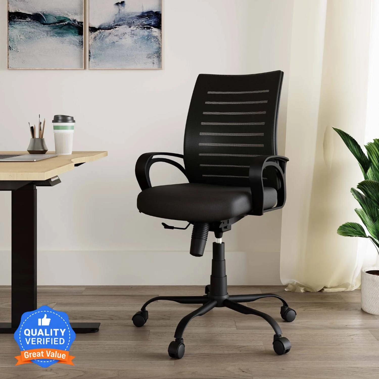 IAFA Diego Mid Back Heavy Duty Metal Base Mesh Office Chair at ₹2,799