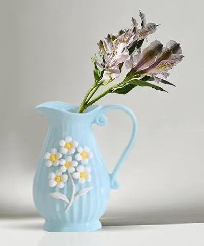 Amazon Basics Modern Decorative Ceramic Vase with Handle | for Home Decoration (Sky Blue) at ₹510