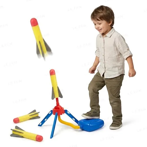 Lefan Air Powered Flying Rocket Toy for Kids, Foam Rocket Launcher Set with Foot Pump, Indoor & Outdoor Garden Game for Boys & Girls Age 3 4 at ₹264