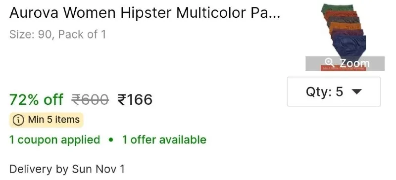 Aurova Women Hipster Multicolor Panty at ₹166