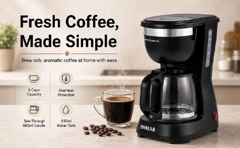 INALSA 6 Cups 650-Watt Coffee Maker at ₹1,098