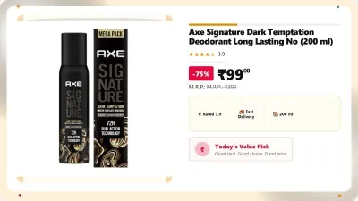 Axe Signature Dark Temptation Deodorant Long Lasting No (200 ml) at ₹99