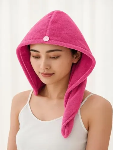 Rose Red Microfiber Hair Wrap Towel 500GSM – Super Absorbent, Quick Dry, Soft & Lightweight Hair Drying Turban, Lint-Free Towel for Women &  at ₹69
