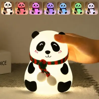 Quace Panda Night Light for Kids | Rechargeable Silicone LED Lamp | Cute Nursery & Bedroom Decor | Touch Control Bedside Lamp | Birthday Gif at ₹283