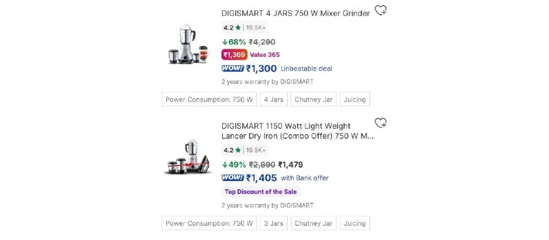 750W 4 Jars Mixer Grinder at ₹1,369