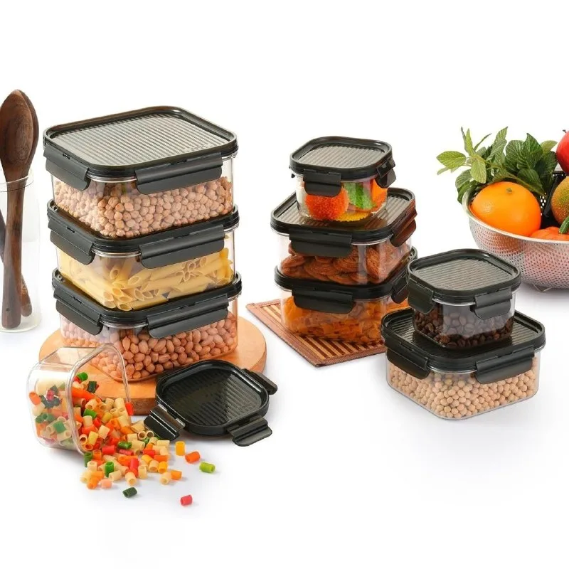 CELLO Modulock Pet Storage Container For Kitchen Set of 9 Pcs, Black at ₹474