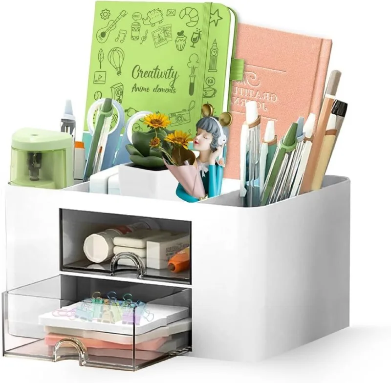 Shuttle Art Desk Organizer with 2 Drawers | Multi-Functional Stationery Holder for Office, Study Table, Home at ₹171