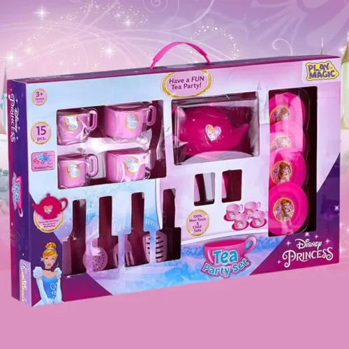 PlayMagic Children's Tea Party Set Princess|Tea Party Set Toy Pretend Play Gifts Age 3-6, Kids Girls |Toys Kitchen Tea Set Princess 15 Piece at ₹272