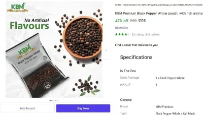 Premium Black Pepper (100 g) at ₹116