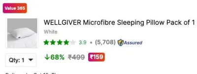Ultra Soft Sleeping Pillow from ₹159