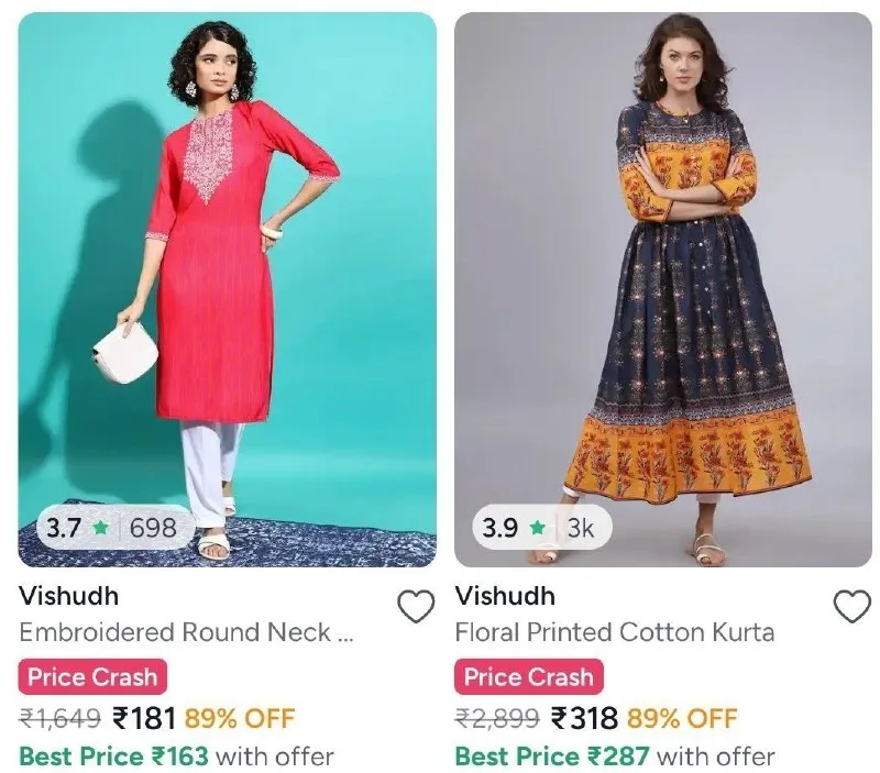 Upto 90% Off On Vishudh Women's Clothing