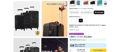 Set of 3 American Tourister luggage at ₹2,691