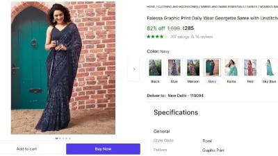Floral Print Daily Wear Georgette Saree with Unstitched Blouse at ₹285