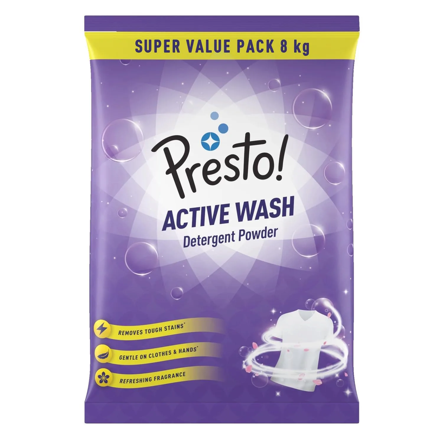 Presto Active Wash Detergent Powder 8 Kg at at ₹380